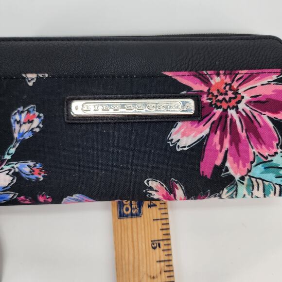 Lily Bloom Clutch Floral Black Pink Flower Zip Around Wallet Accordion Organizer - Picture 14 of 15